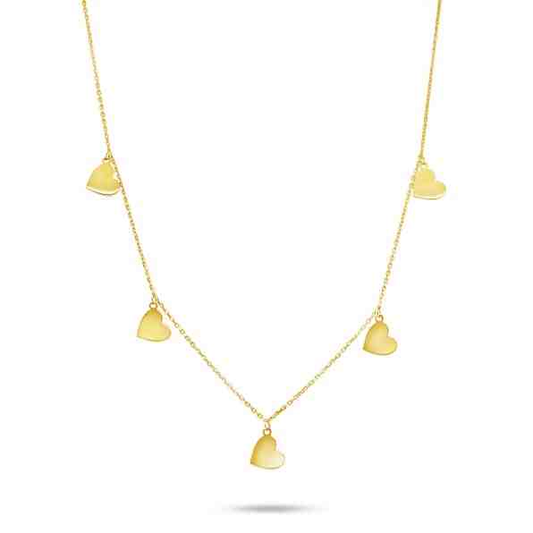 Brilio Něžný náhrdelník ze žlutého zlata se srdíčky NCL062AUY + 2 měsíce na vrácení zboží