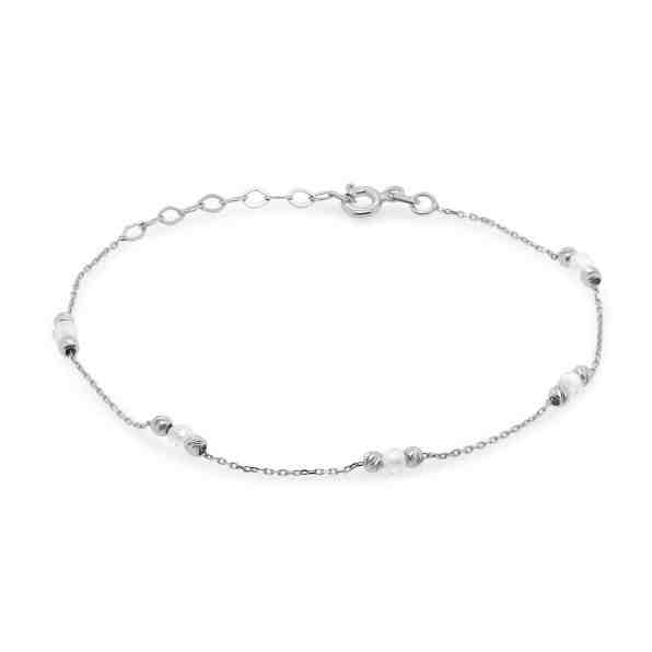 Brilio Něžný náramek z bílého zlata s korálky BRA002AUW + 2 měsíce na vrácení zboží