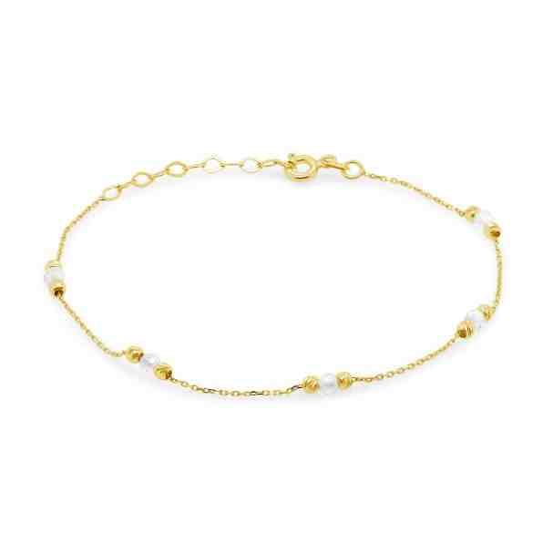 Brilio Něžný náramek ze žlutého zlata s korálky BRA002AUY + 2 měsíce na vrácení zboží