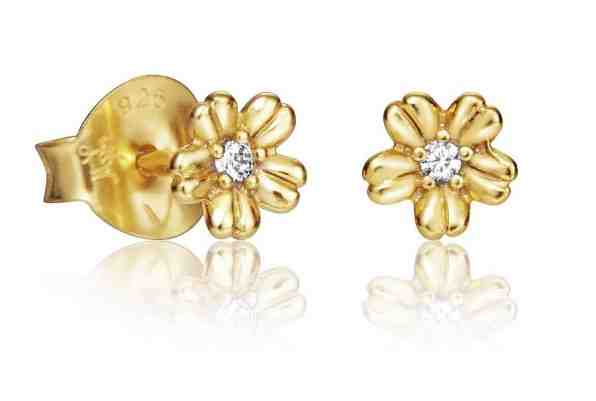 Viceroy Něžné pozlacené náušnice kytičky se zirkony 7037E100-30 + 2 měsíce na vrácení zboží