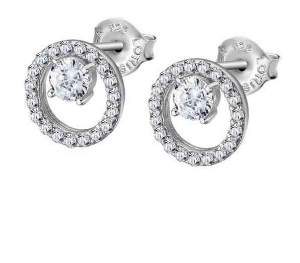 Lotus Silver Třpytivé stříbrné náušnice pecky se zirkony LP3080-4/1 + 2 měsíce na vrácení zboží