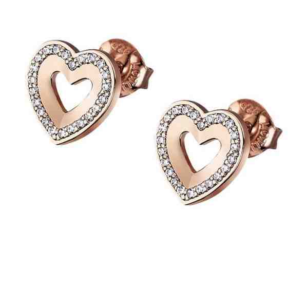 Lotus Silver Třpytivé bronzové náušnice ve tvaru srdíček LP3137-4/2 + 2 měsíce na vrácení zboží