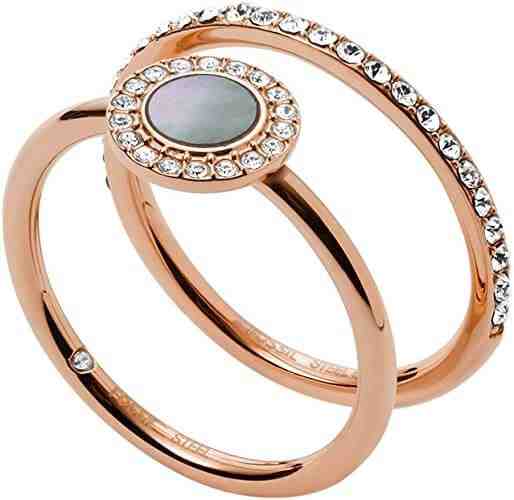 Fossil Pozlacený dvojitý prsten s krystaly a perletí JF02954791 59 mm + 2 měsíce na vrácení zboží