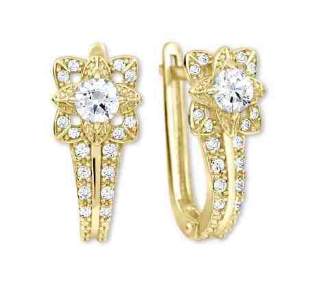 Brilio Třpytivé náušnice ze žlutého zlata s krystaly 239 001 00835 + 2 měsíce na vrácení zboží