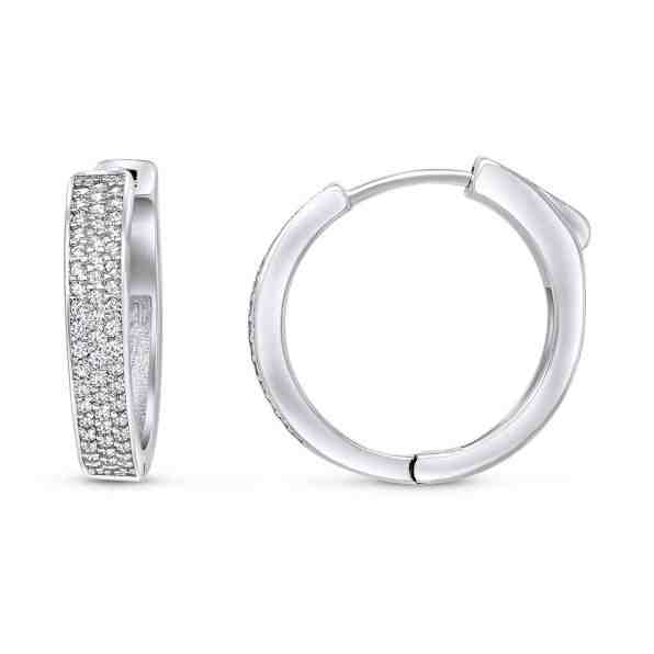 Brilio Silver Půvabné kruhové náušnice se zirkony EA04 s unikátním zapínáním + 2 měsíce na vrácení zboží