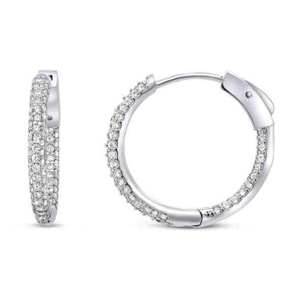 Brilio Silver Třpytivé stříbrné kruhové náušnice EA05 s unikátním zapínáním + 2 měsíce na vrácení zboží