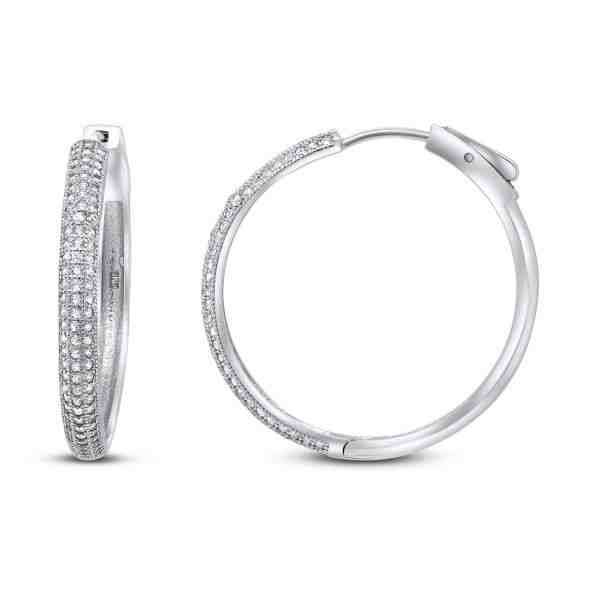 Brilio Silver Oslnivé stříbrné náušnice kruhy se zirkony EA06 s unikátním zapínáním + 2 měsíce na vrácení zboží