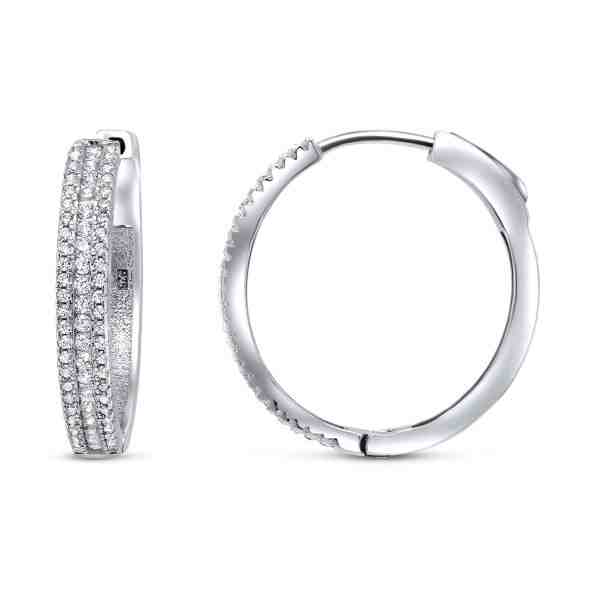 Brilio Silver Nadčasové kruhové náušnice se zirkony EA09 s unikátním zapínáním + 2 měsíce na vrácení zboží