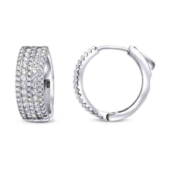 Brilio Silver Luxusní kruhové náušnice se zirkony EA11 s unikátním zapínáním + 2 měsíce na vrácení zboží