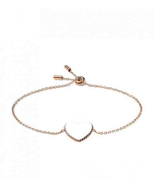 Fossil Něžný bronzový náramek se srdíčkem JF03644998 + 2 měsíce na vrácení zboží