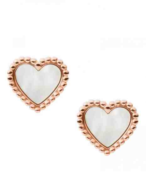 Fossil Okouzlující bronzové náušnice srdce JF03692791 + 2 měsíce na vrácení zboží