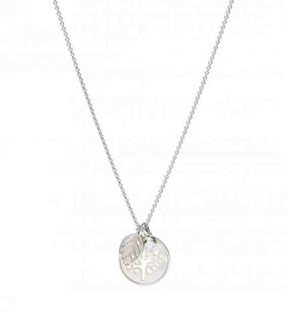 Fossil Půvabný stříbrný náhrdelník s perletí Strom života JFS00509040 (řetízek, 3x přívěsek) + 2 měsíce na vrácení zboží