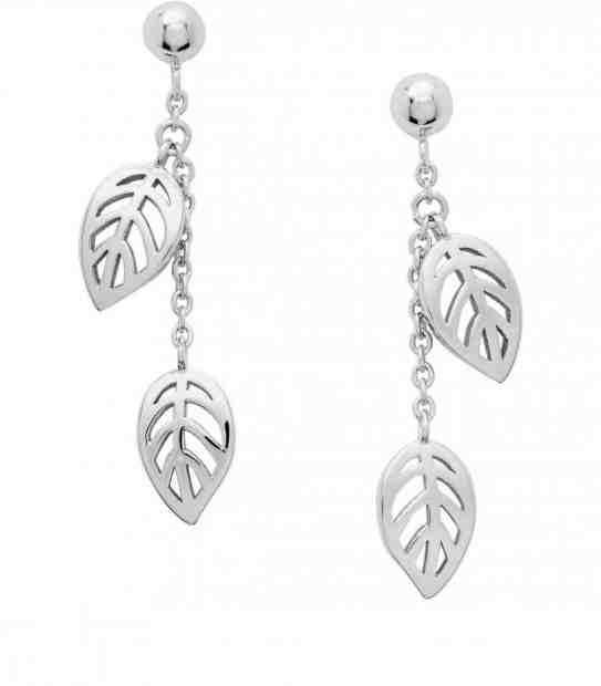 Fossil Stříbrné lístečkové náušnice JFS00507040 + 2 měsíce na vrácení zboží