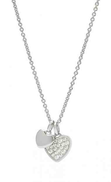 Fossil Romantický stříbrný náhrdelník se srdíčky JFS00196040 (řetízek, 2x přívěsek) + 2 měsíce na vrácení zboží