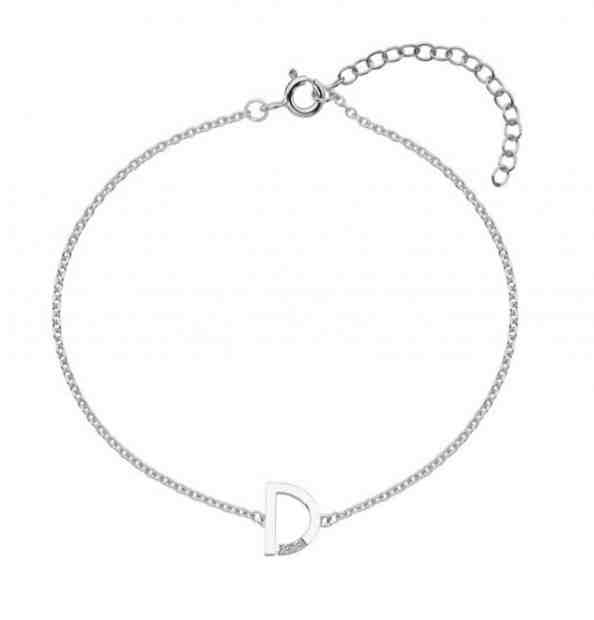 Hot Diamonds Stříbrný náramek s brilianty písmeno "D" Love Letters DL615 + 2 měsíce na vrácení zboží