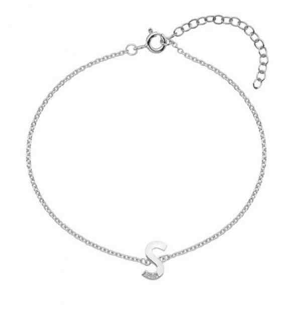 Hot Diamonds Stříbrný náramek s brilianty písmeno "S" Love Letters DL630 + 2 měsíce na vrácení zboží