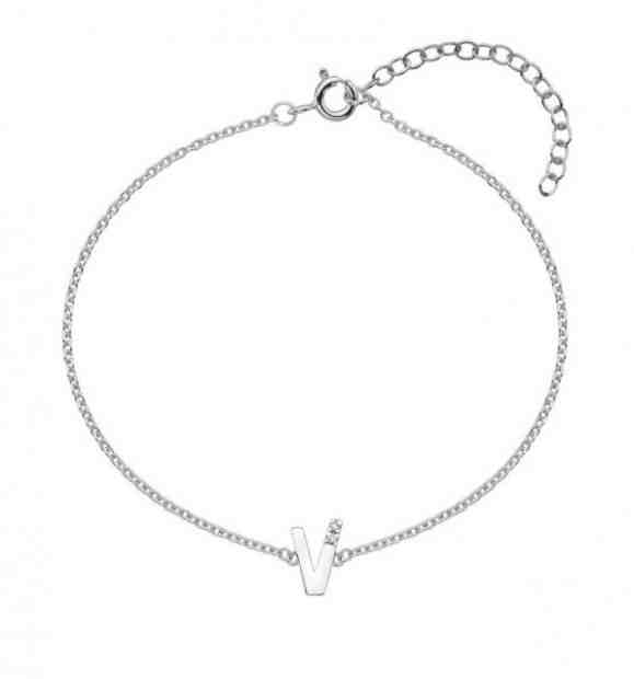 Hot Diamonds Stříbrný náramek s brilianty písmeno "V" Love Letters DL633 + 2 měsíce na vrácení zboží
