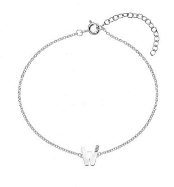 Hot Diamonds Stříbrný náramek s brilianty písmeno "W" Love Letters DL634 + 2 měsíce na vrácení zboží