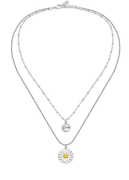 La Petite Story Dvojitý květinový náhrdelník s přívěsky Love LPS10ASD05 + 2 měsíce na vrácení zboží