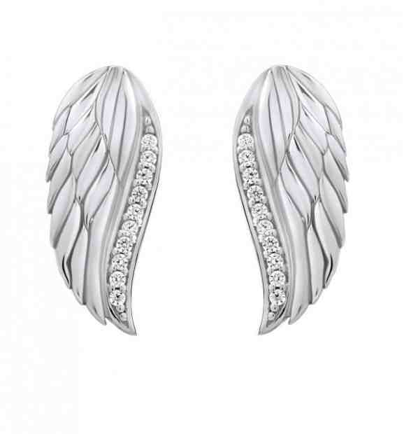 Silvego Třpytivé stříbrné náušnice Andělská křídla se zirkony Lasha FW10187E + 2 měsíce na vrácení zboží