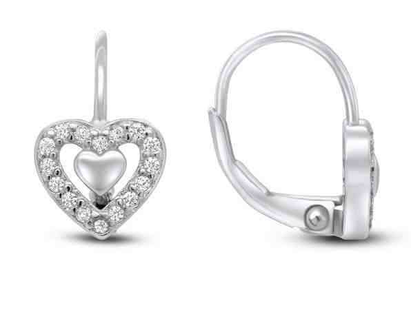 Brilio Silver Oslnivé stříbrné náušnice se zirkony srdíčka EA31 + 2 měsíce na vrácení zboží