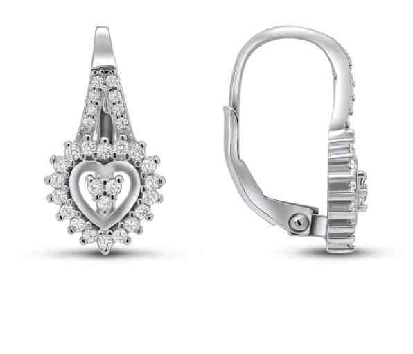 Brilio Silver Půvabné stříbrné náušnice se zirkony srdíčka EA44 + 2 měsíce na vrácení zboží