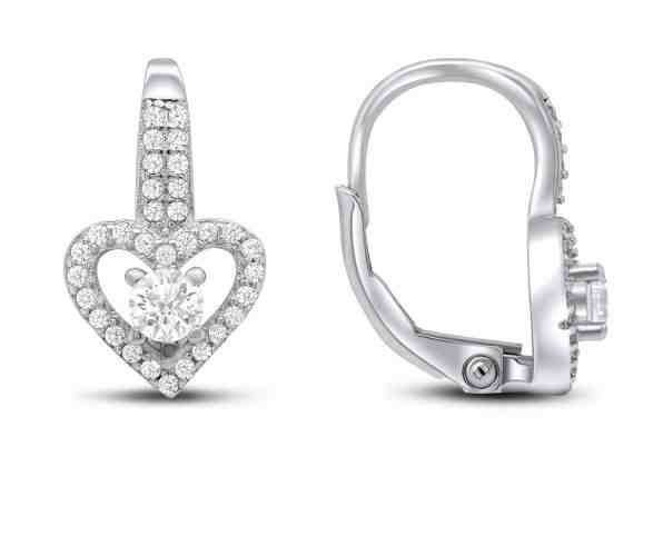 Brilio Silver Oslnivé stříbrné náušnice se zirkony srdíčka EA49 + 2 měsíce na vrácení zboží