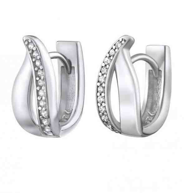Silvego Luxusní stříbrné náušnice se zirkony QRE666K + 2 měsíce na vrácení zboží