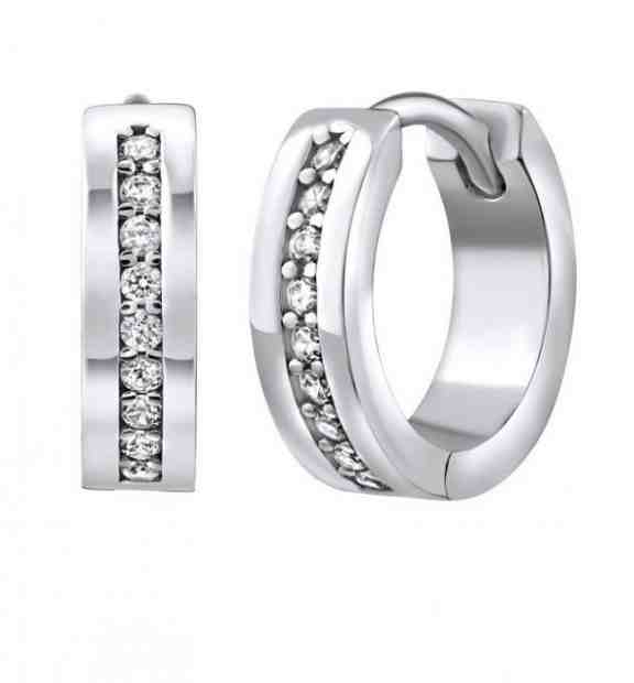 Silvego Nadčasové stříbrné náušnice kruhy se zirkony Lola QRE740K + 2 měsíce na vrácení zboží