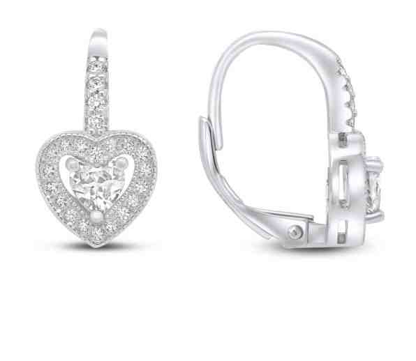 Brilio Silver Půvabné stříbrné náušnice se zirkony srdíčka EA53 + 2 měsíce na vrácení zboží