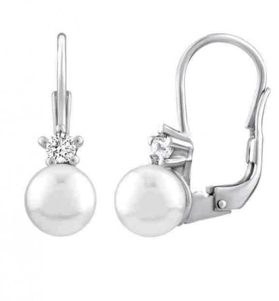 Silvego Něžné stříbrné náušnice s bílou perlou Swarovski SILVEGO35037W + 2 měsíce na vrácení zboží