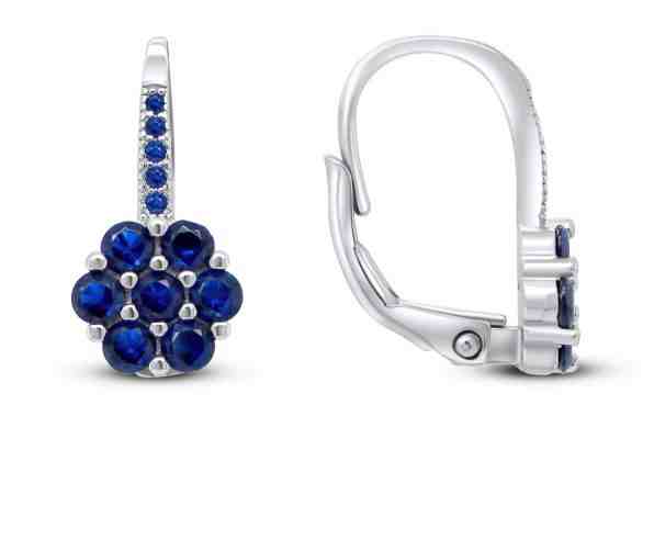 Brilio Silver Stříbrné náušnice kytičky s tmavě modrými zirkony EA73 + 2 měsíce na vrácení zboží