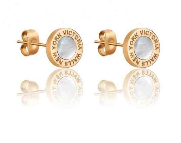 Victoria Walls Pozlacené peckové náušnice s perletí VE1099G + 2 měsíce na vrácení zboží