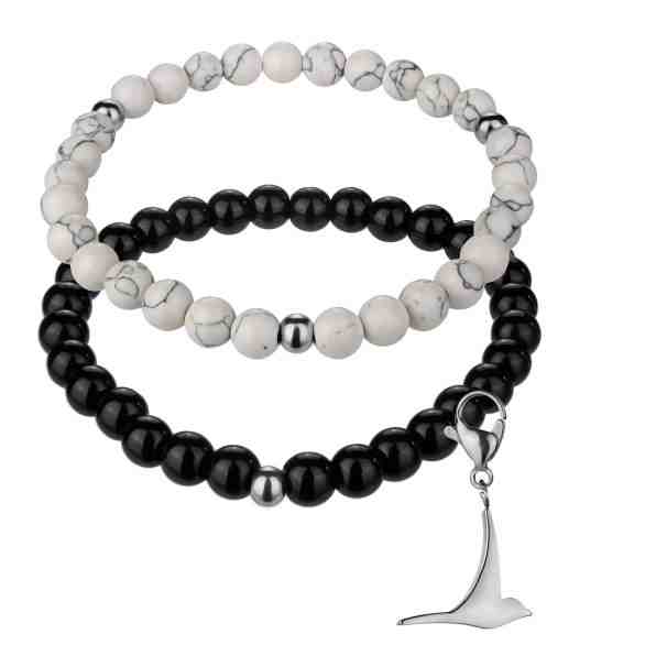 Emily Westwood Korálková sada náramků z howlitu a onyxu WS063S + 2 měsíce na vrácení zboží