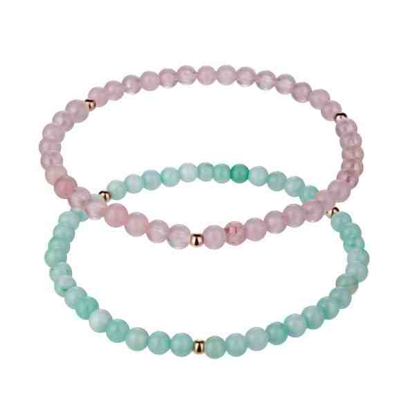 Emily Westwood Korálková sada náramků z růžového křemene a amazonitu WS065R + 2 měsíce na vrácení zboží