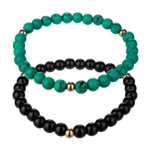 Emily Westwood Korálková sada náramků z malachitu a onyxu WS067R + 2 měsíce na vrácení zboží