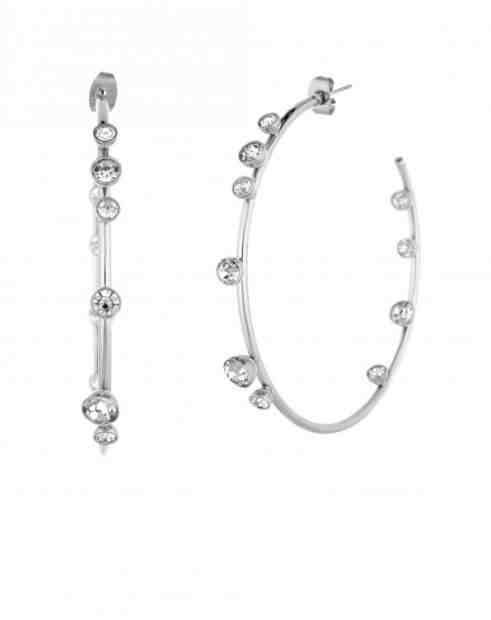 Liu.Jo Krásné ocelové kruhové náušnice s čirými krystaly LJ1566 + 2 měsíce na vrácení zboží