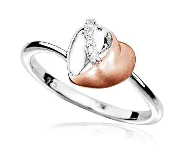 MOISS Okouzlující bicolor prsten se zirkony Srdce R00009 62 mm + 2 měsíce na vrácení zboží