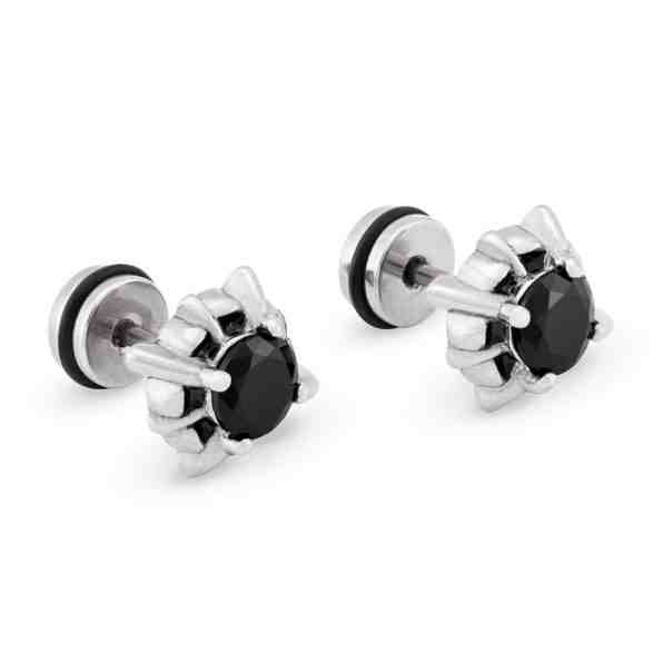 Troli Ocelové náušnice s černým krystalem + 2 měsíce na vrácení zboží