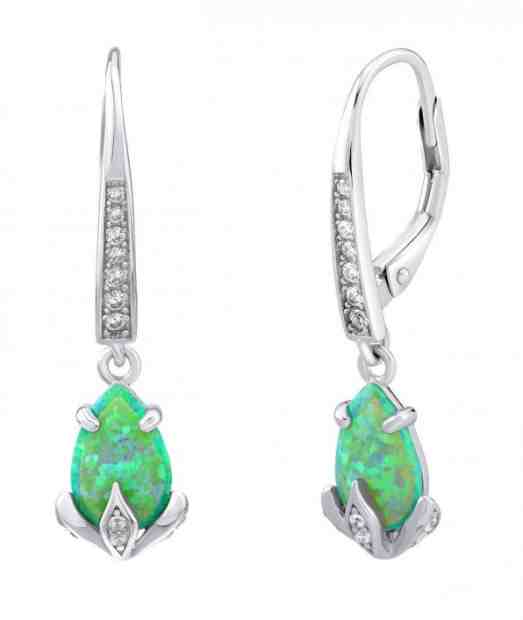 Silvego Stříbrné náušnice se zeleným syntetickým opálem JJJE1267G + 2 měsíce na vrácení zboží