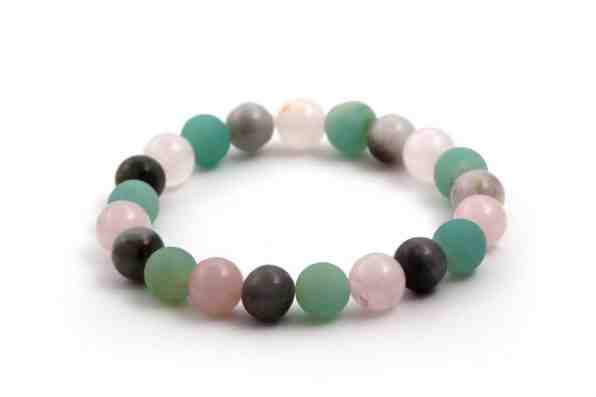 Beneto Korálkový náramek z růženínu, amazonitu a labradoritu MINK10/17 + 2 měsíce na vrácení zboží
