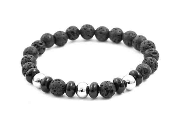 Beneto Korálkový náramek z lávového kamene a howlitu MINK57 19 cm + 2 měsíce na vrácení zboží