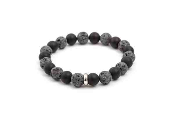 Beneto Korálkový náramek z lávového kamene a achátu MINK101 17 cm + 2 měsíce na vrácení zboží