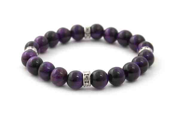 Beneto Korálkový náramek z fialového tygřího oka MINK121/17 + 2 měsíce na vrácení zboží