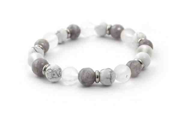 Beneto Korálkový náramek z howlitu, nefritu a křišťálu MINK124/18 + 2 měsíce na vrácení zboží