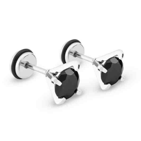 Troli Módní ocelové náušnice s černými krystaly KS-138 + 2 měsíce na vrácení zboží