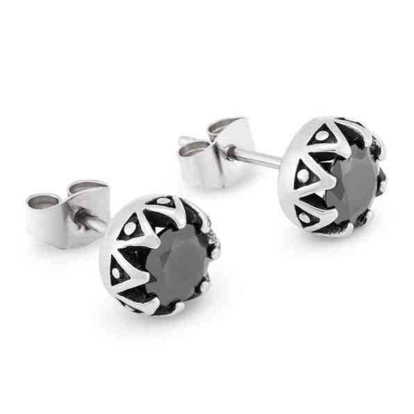 Troli Módní ocelové náušnice s černými krystaly KS-143 + 2 měsíce na vrácení zboží