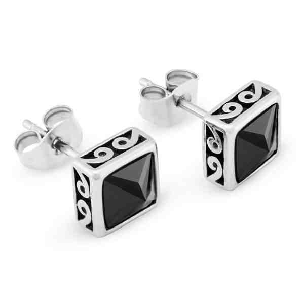 Troli Módní ocelové náušnice s černými krystaly KS-144 + 2 měsíce na vrácení zboží