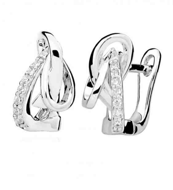 MOISS Módní stříbrné náušnice se zirkony E0002182 + 2 měsíce na vrácení zboží