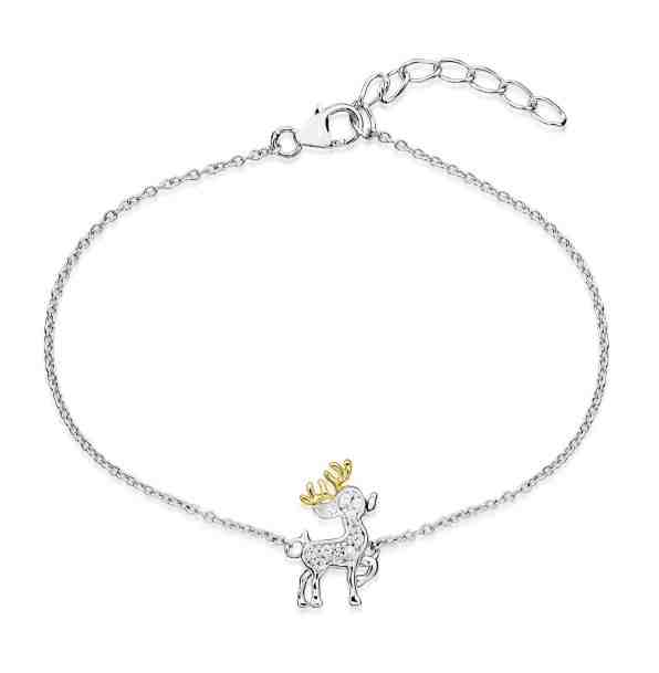 MOISS Stříbrný bicolor náramek s jelínkem B0000419 + 2 měsíce na vrácení zboží